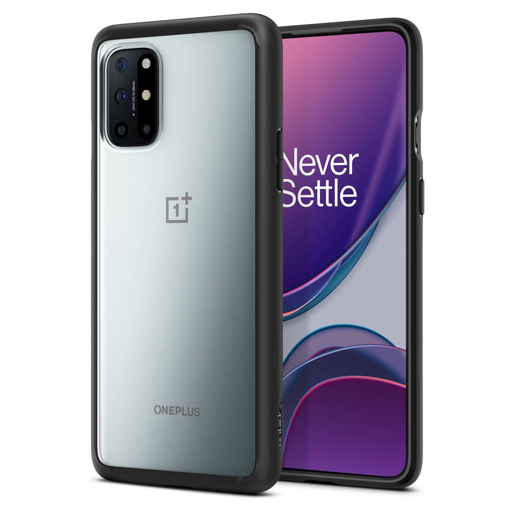 OnePlus 8T Case Ultra Hybrid in black showing the back and front