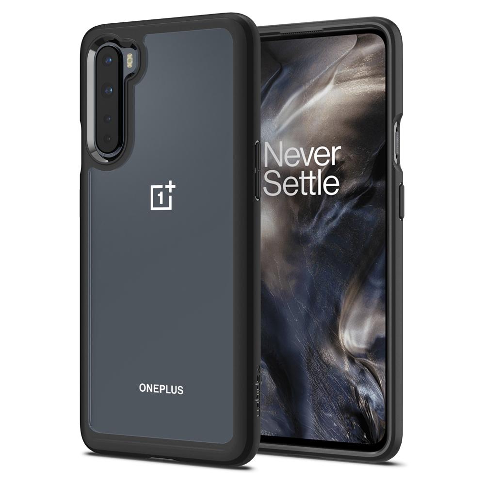 OnePlus Nord Case Ultra Hybrid in black showing the back and front