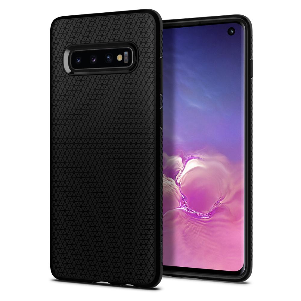 Liquid Air	Matte Black	Case	back design and a front view of the edge around the	Galaxy S10	device.