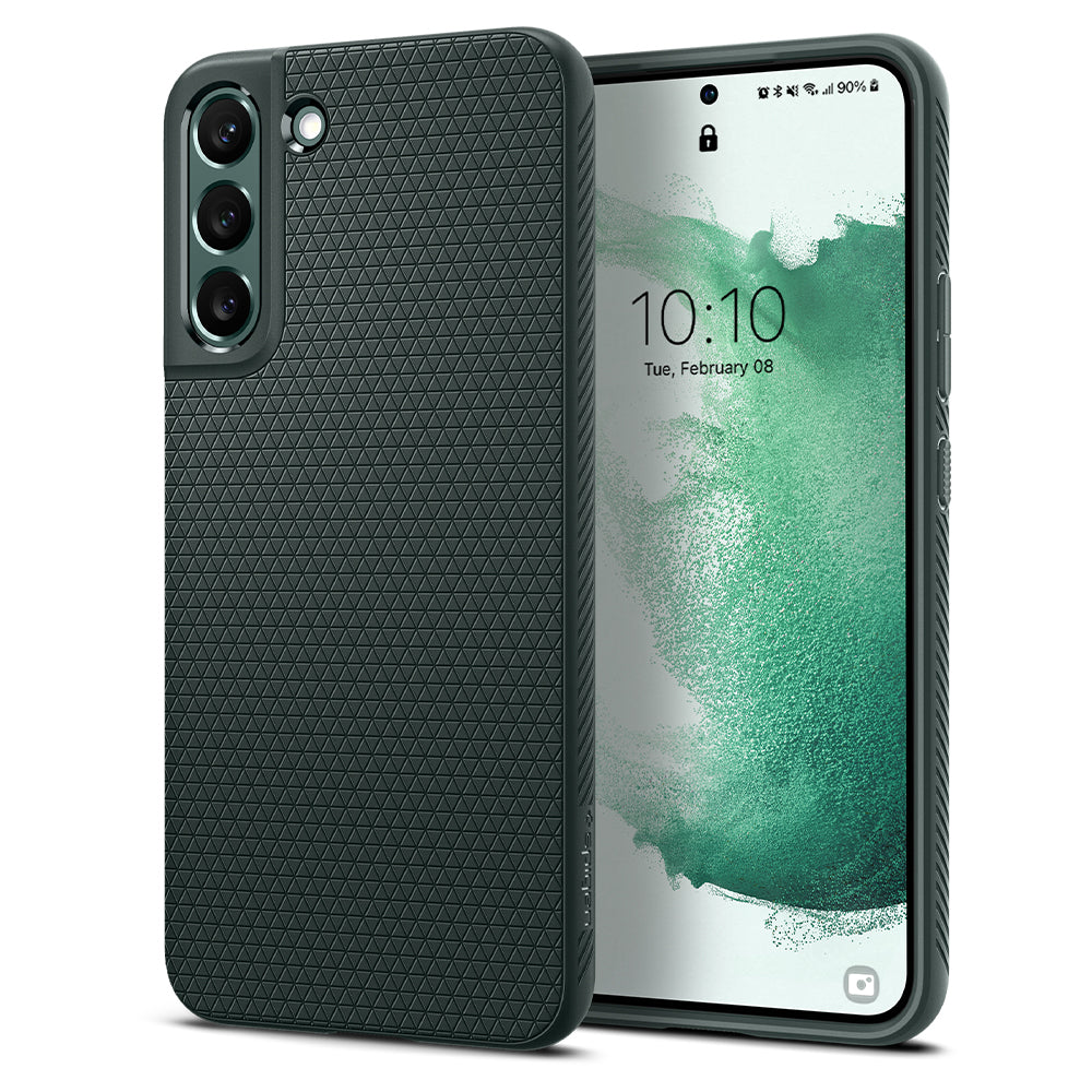 Galaxy S22 Plus 5G Case Liquid Air in abyss green showing the back and front