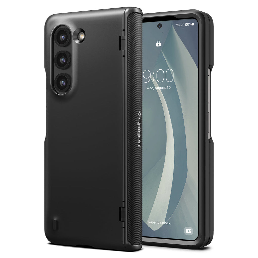 Galaxy Z Fold 5 Case Slim Armor Pro in black showing the back and front