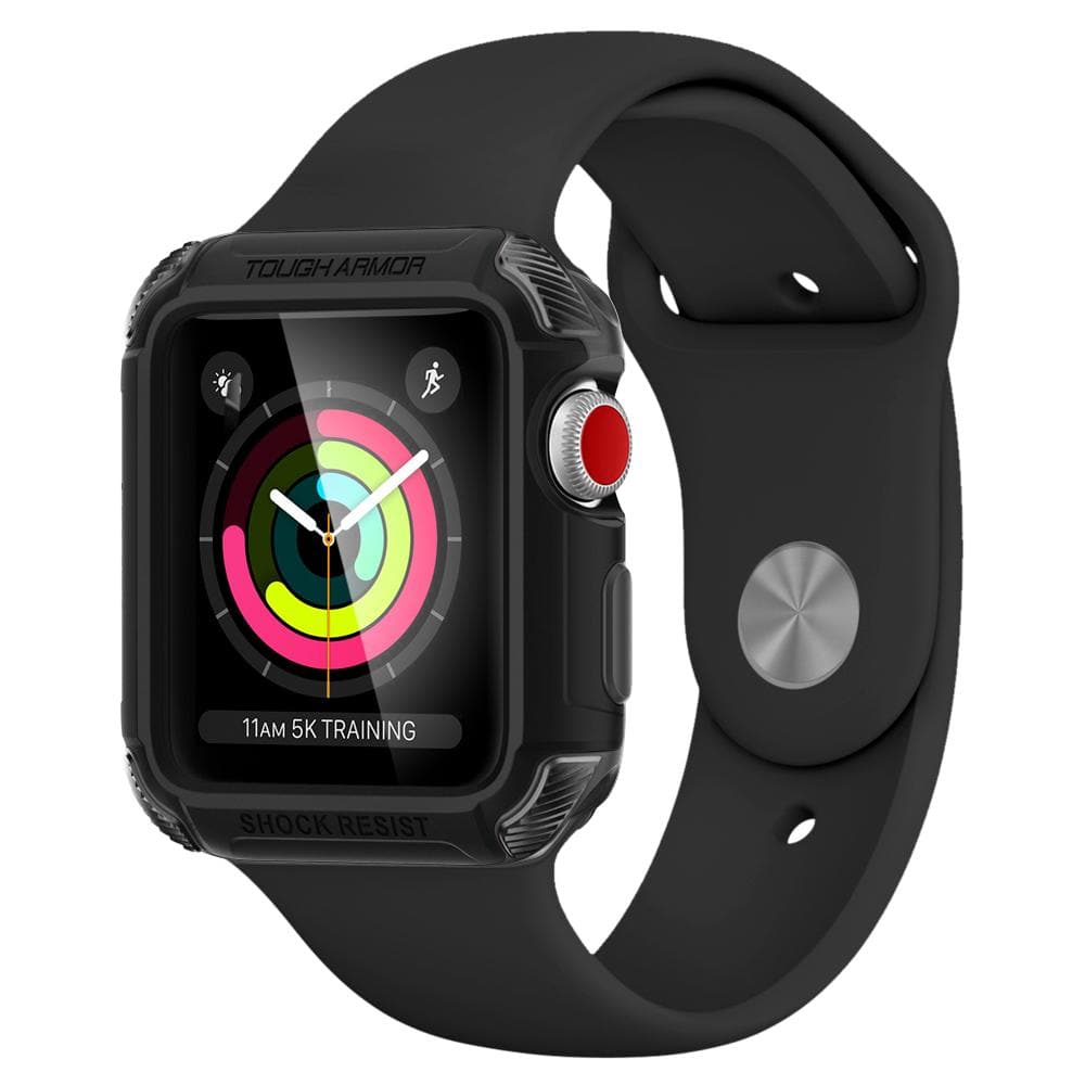 Tough Armor 2	Matte Black	Case	showing a front facing view of the edges around the	Apple Watch Series 3/2 (42mm)	device.