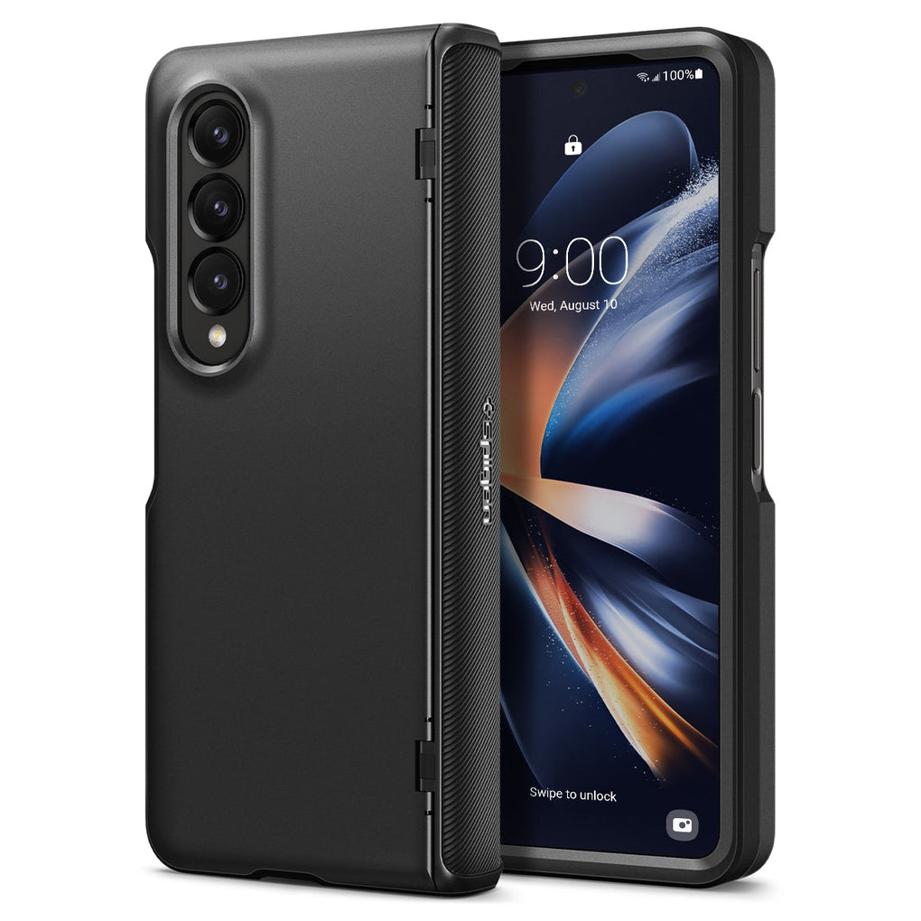 Galaxy Z Fold 4 Case Slim Armor Pro in black showing the back and partial front